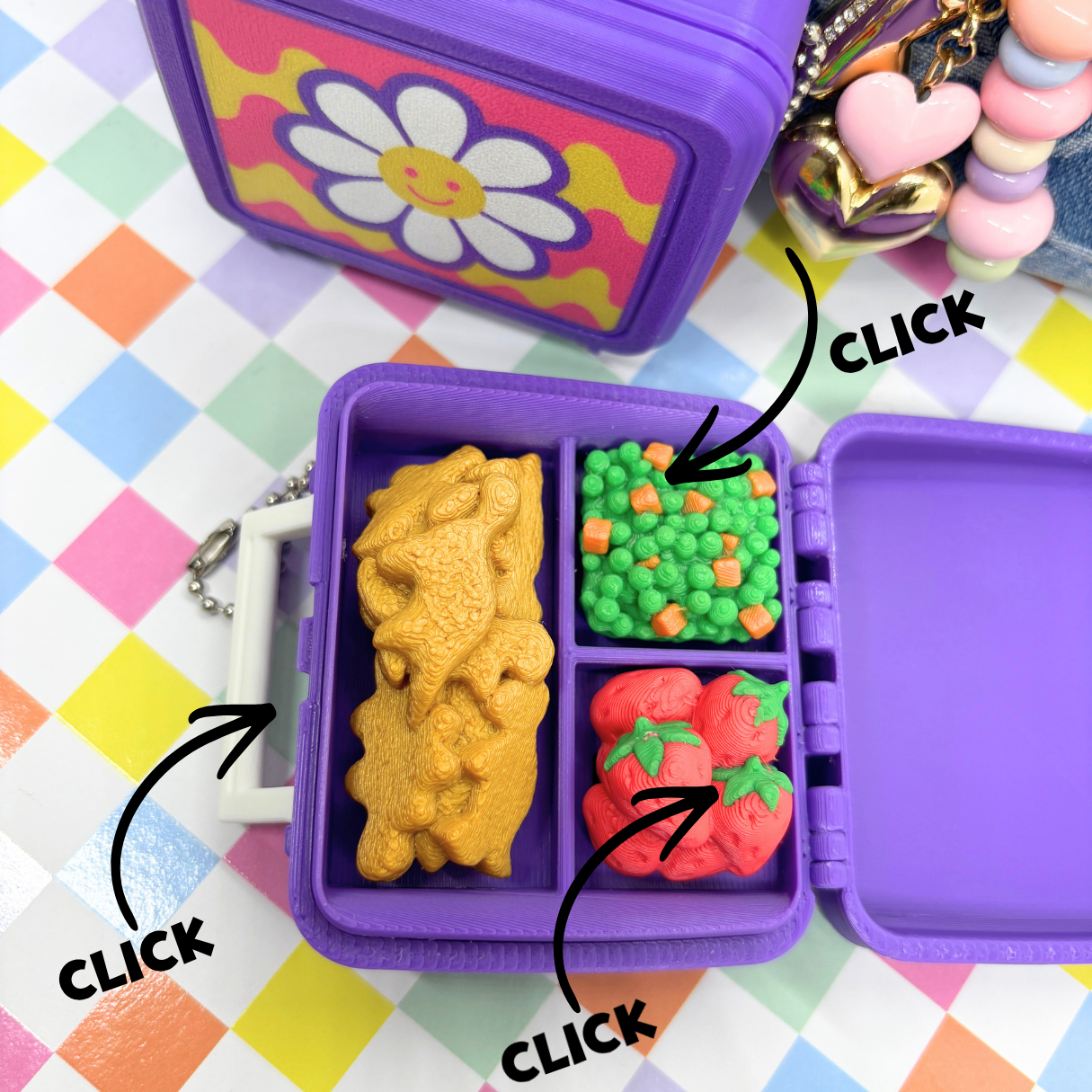 90's Lunch Box| Fidget Clicker|Bag Charm(s) | 3D Printed