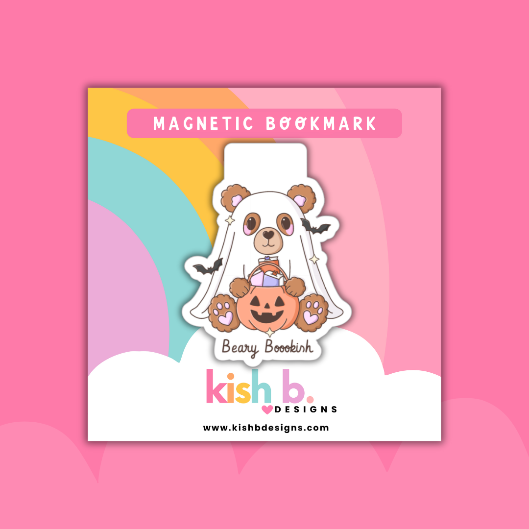 Beary Bookish Ghost Bear | Magnetic Bookmark