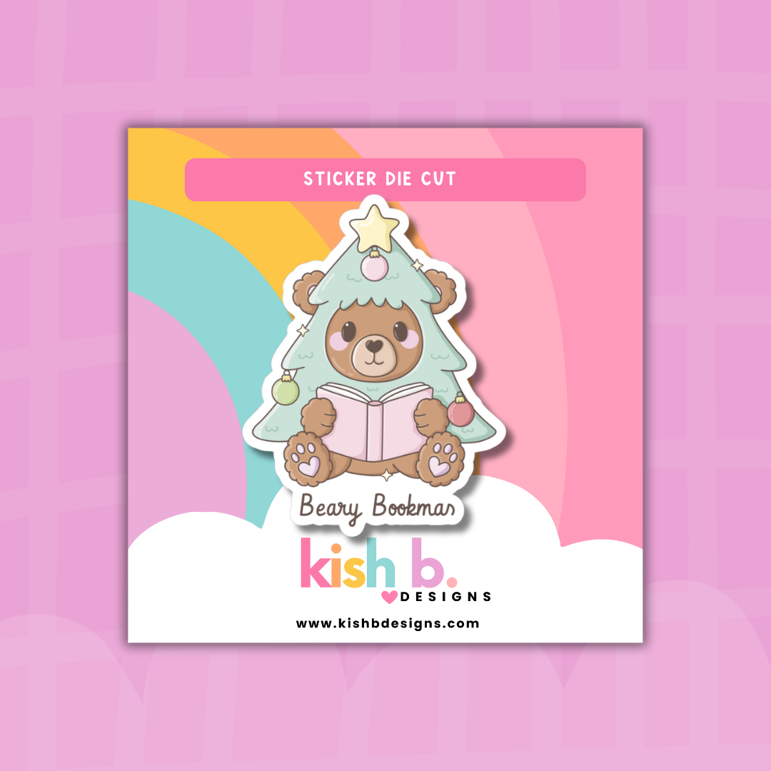 Beary Bookmas| Sticker Die Cut