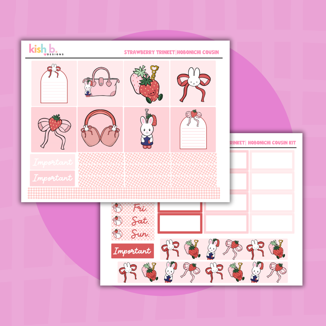 Strawberry Trinkets| Hobonichi Cousin| Planner Kit