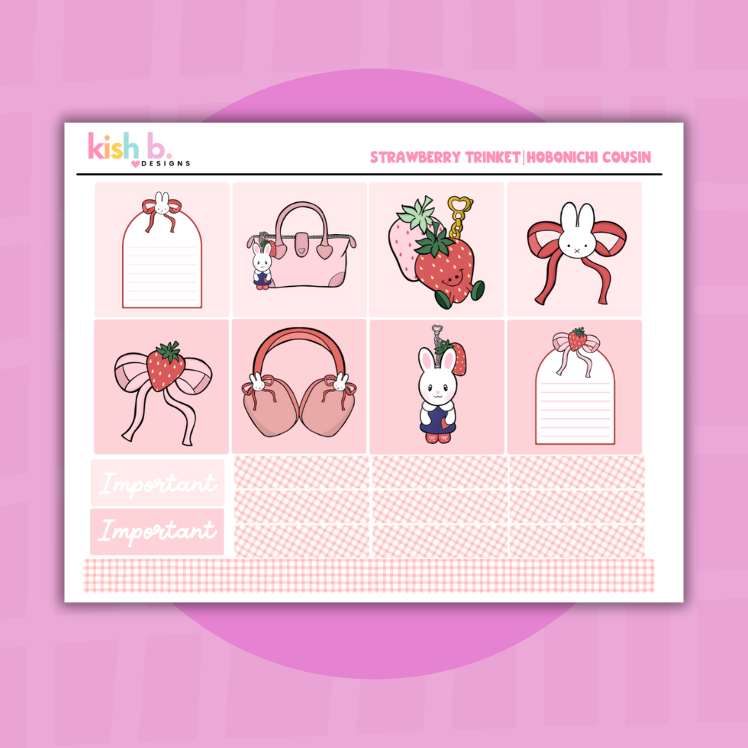 Strawberry Trinkets| Hobonichi Cousin| Planner Kit